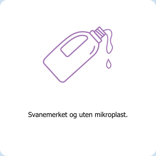 Vaskemiddelet Clean Kokos bruker er svanemerket og uten mikroplast.