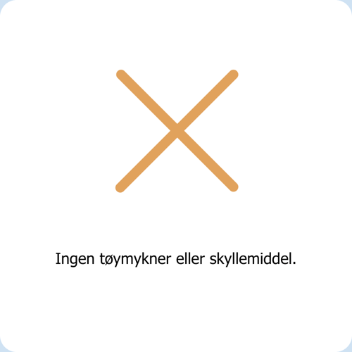 Clean Kokos bruker ikke tøymykner eller skyllemiddel.
