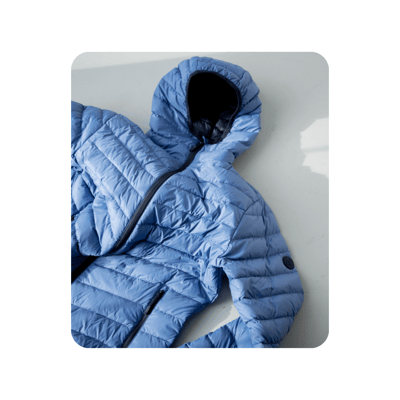 Vask og tørk av dunjakke