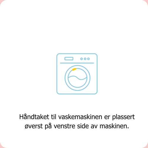 Hos Clean Kokos er håndtaket til vaskemaskinen plassert øverst på venstre side av maskinen.