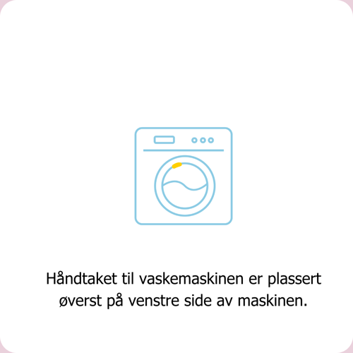 Hos Clean Kokos er håndtaket til vaskemaskinen plassert øverst på venstre side av maskinen.